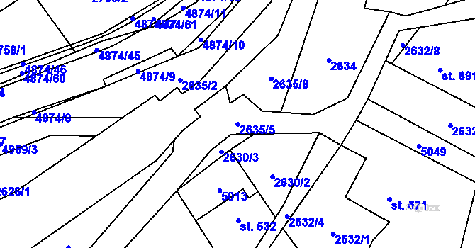 Parcela st. 2635/5 v KÚ Francova Lhota, Katastrální mapa