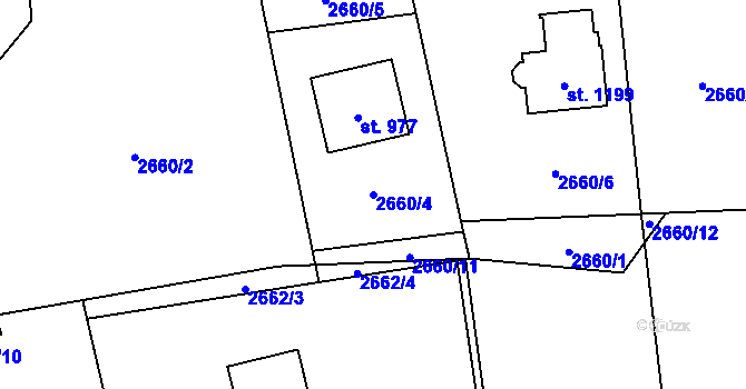 Parcela st. 2660/4 v KÚ Francova Lhota, Katastrální mapa