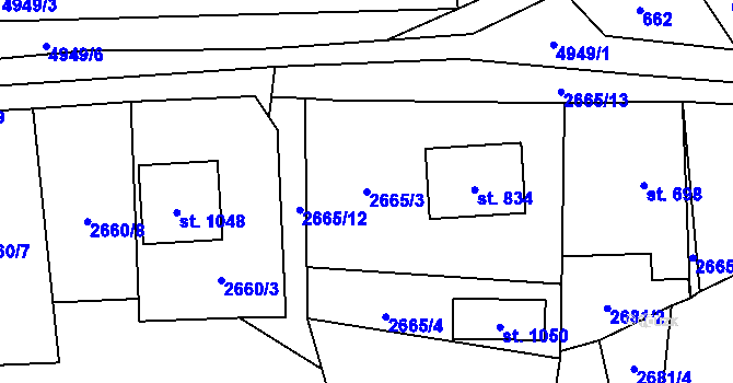 Parcela st. 2665/3 v KÚ Francova Lhota, Katastrální mapa