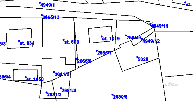 Parcela st. 2665/7 v KÚ Francova Lhota, Katastrální mapa