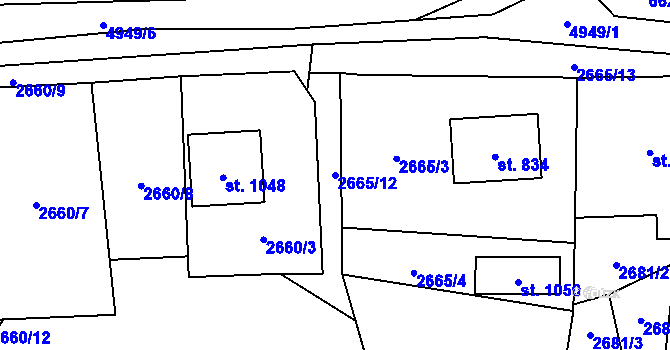 Parcela st. 2665/12 v KÚ Francova Lhota, Katastrální mapa