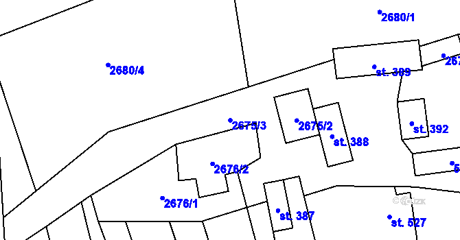 Parcela st. 2675/3 v KÚ Francova Lhota, Katastrální mapa