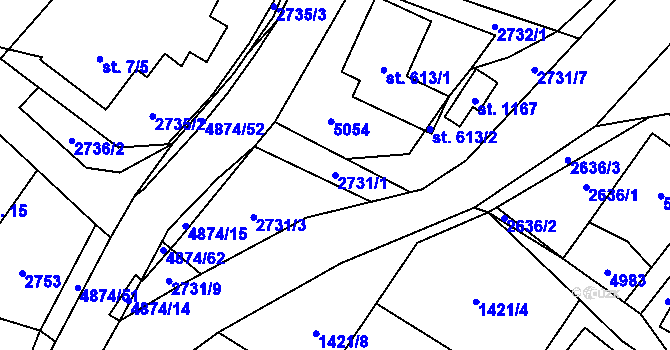 Parcela st. 2731/1 v KÚ Francova Lhota, Katastrální mapa