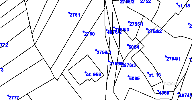 Parcela st. 2759/3 v KÚ Francova Lhota, Katastrální mapa