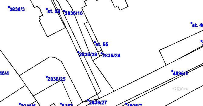 Parcela st. 2836/24 v KÚ Francova Lhota, Katastrální mapa