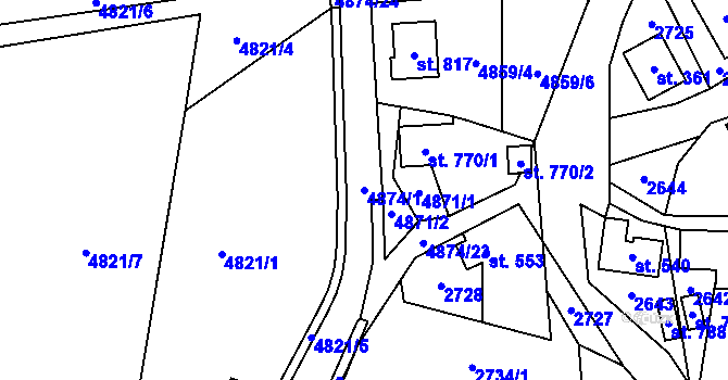 Parcela st. 4874/1 v KÚ Francova Lhota, Katastrální mapa