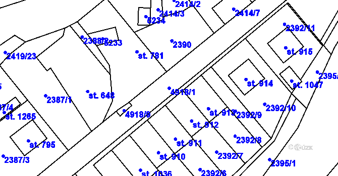 Parcela st. 4918/1 v KÚ Francova Lhota, Katastrální mapa
