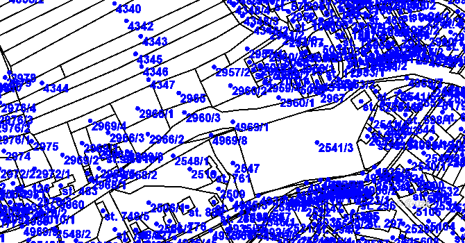 Parcela st. 4969/1 v KÚ Francova Lhota, Katastrální mapa
