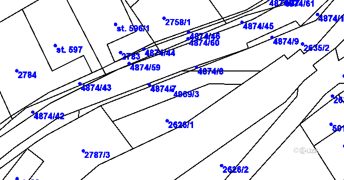 Parcela st. 4969/3 v KÚ Francova Lhota, Katastrální mapa