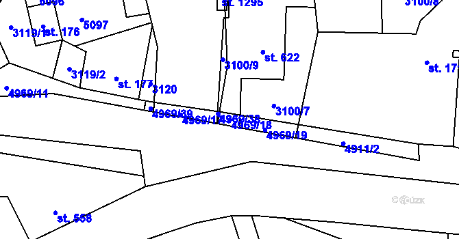 Parcela st. 4969/18 v KÚ Francova Lhota, Katastrální mapa