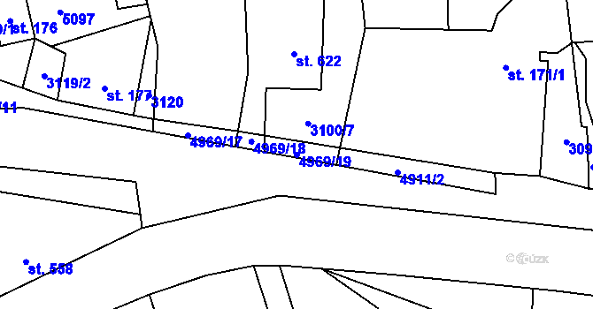 Parcela st. 4969/19 v KÚ Francova Lhota, Katastrální mapa