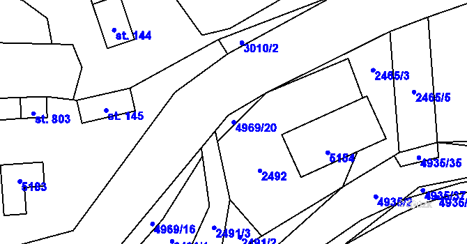 Parcela st. 4969/20 v KÚ Francova Lhota, Katastrální mapa