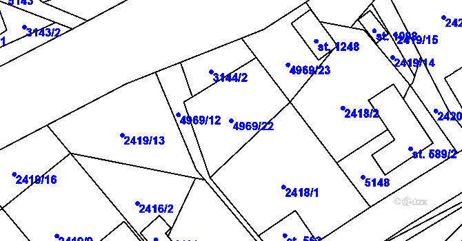 Parcela st. 4969/22 v KÚ Francova Lhota, Katastrální mapa