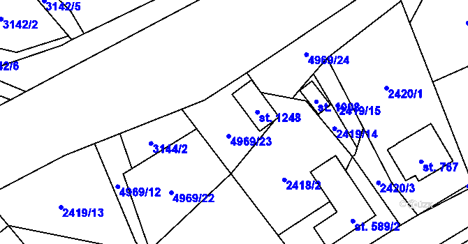 Parcela st. 4969/23 v KÚ Francova Lhota, Katastrální mapa