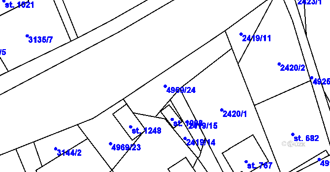 Parcela st. 4969/24 v KÚ Francova Lhota, Katastrální mapa