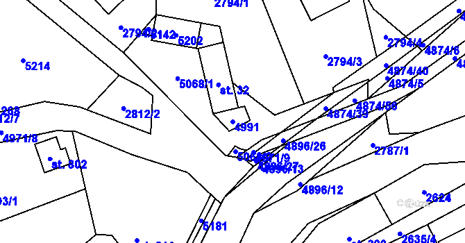 Parcela st. 4991 v KÚ Francova Lhota, Katastrální mapa