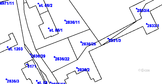 Parcela st. 2836/26 v KÚ Francova Lhota, Katastrální mapa