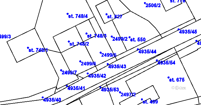 Parcela st. 2499/5 v KÚ Francova Lhota, Katastrální mapa