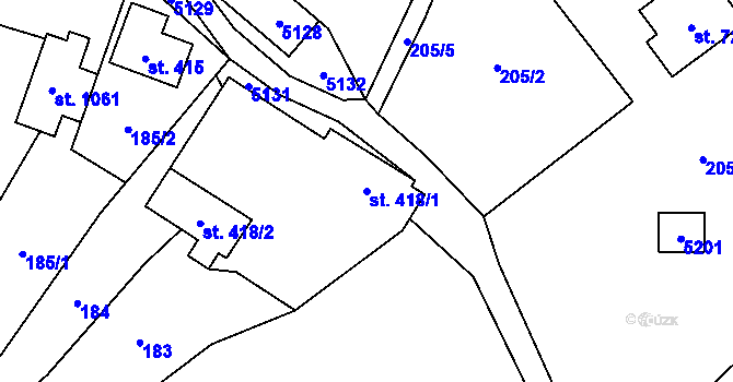 Parcela st. 418/1 v KÚ Francova Lhota, Katastrální mapa