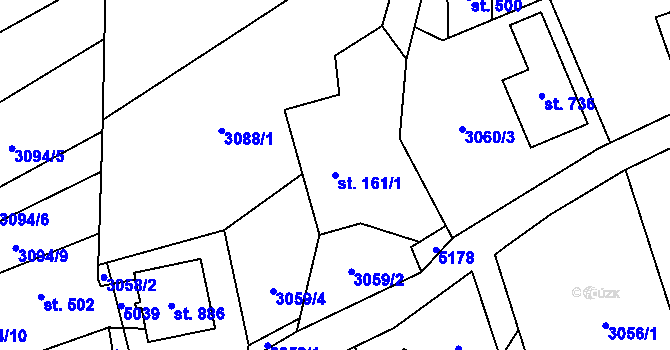 Parcela st. 161/1 v KÚ Francova Lhota, Katastrální mapa