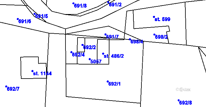 Parcela st. 486/2 v KÚ Francova Lhota, Katastrální mapa