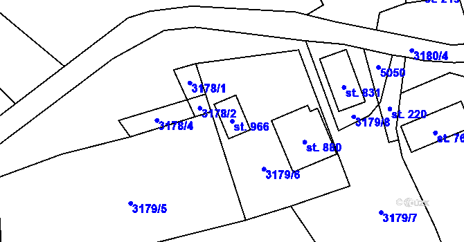 Parcela st. 966 v KÚ Francova Lhota, Katastrální mapa
