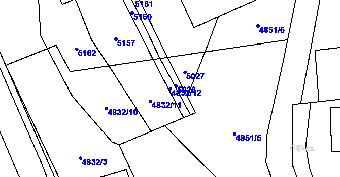 Parcela st. 4832/12 v KÚ Francova Lhota, Katastrální mapa