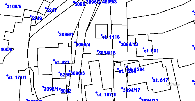 Parcela st. 3094/18 v KÚ Francova Lhota, Katastrální mapa