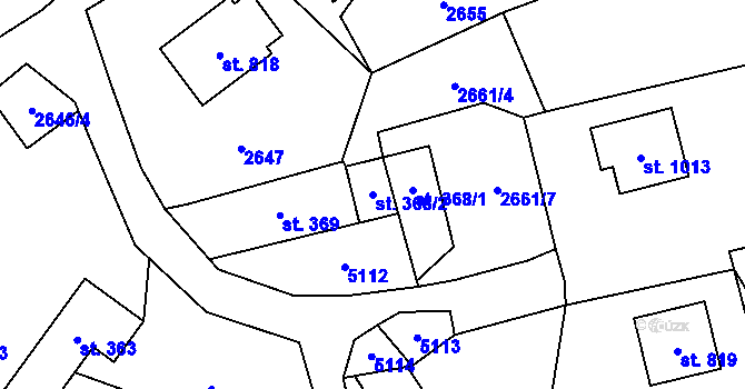 Parcela st. 368/2 v KÚ Francova Lhota, Katastrální mapa