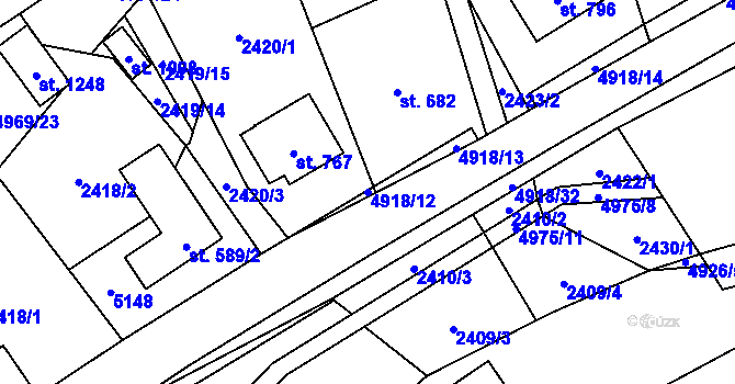 Parcela st. 4918/12 v KÚ Francova Lhota, Katastrální mapa