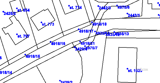 Parcela st. 4918/21 v KÚ Francova Lhota, Katastrální mapa