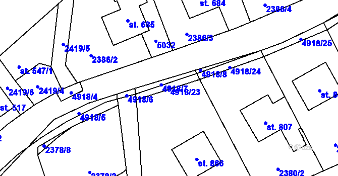 Parcela st. 4918/23 v KÚ Francova Lhota, Katastrální mapa