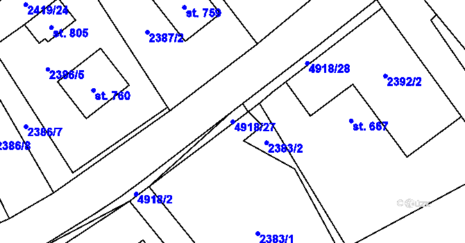Parcela st. 4918/27 v KÚ Francova Lhota, Katastrální mapa
