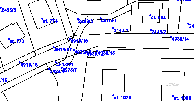 Parcela st. 4935/13 v KÚ Francova Lhota, Katastrální mapa