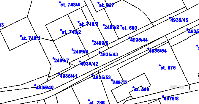 Parcela st. 4935/43 v KÚ Francova Lhota, Katastrální mapa