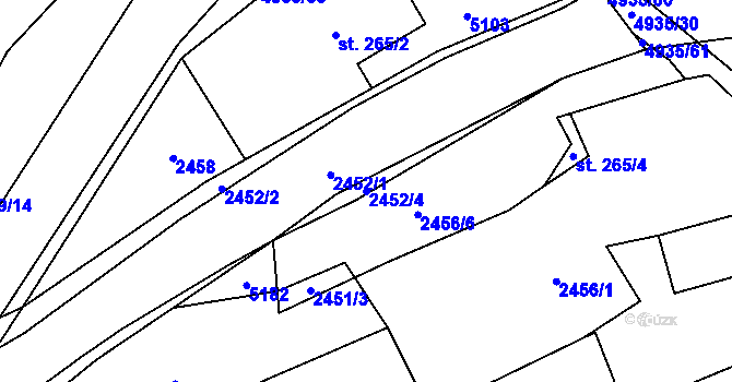 Parcela st. 2452/4 v KÚ Francova Lhota, Katastrální mapa