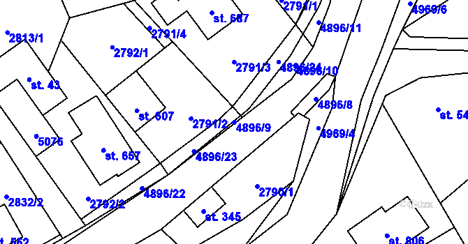 Parcela st. 4896/9 v KÚ Francova Lhota, Katastrální mapa
