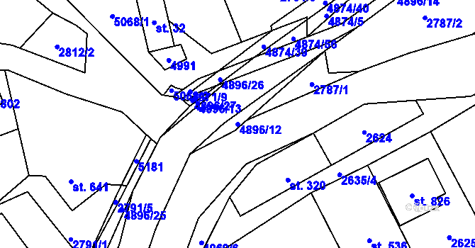 Parcela st. 4896/12 v KÚ Francova Lhota, Katastrální mapa