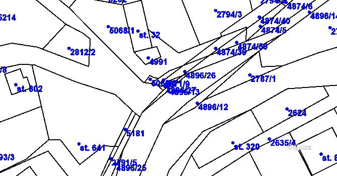 Parcela st. 4896/13 v KÚ Francova Lhota, Katastrální mapa