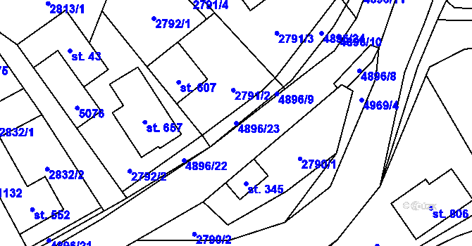 Parcela st. 4896/23 v KÚ Francova Lhota, Katastrální mapa