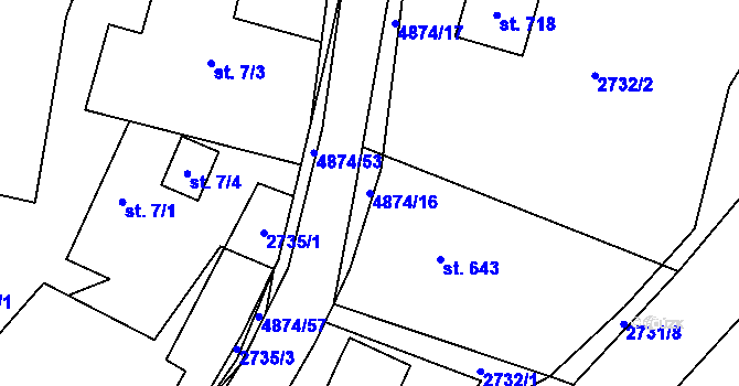 Parcela st. 4874/16 v KÚ Francova Lhota, Katastrální mapa