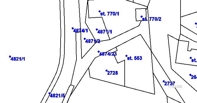 Parcela st. 4874/23 v KÚ Francova Lhota, Katastrální mapa