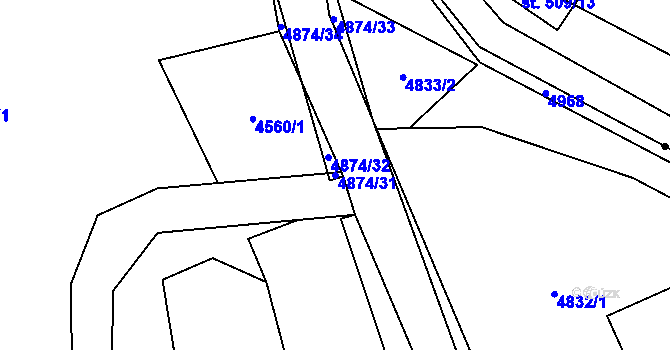 Parcela st. 4874/31 v KÚ Francova Lhota, Katastrální mapa