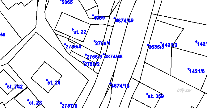 Parcela st. 4874/48 v KÚ Francova Lhota, Katastrální mapa