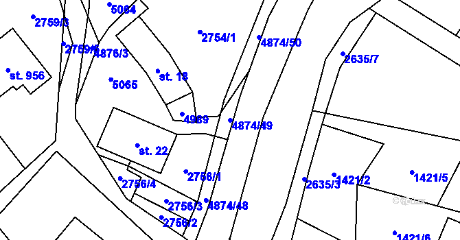 Parcela st. 4874/49 v KÚ Francova Lhota, Katastrální mapa