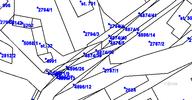 Parcela st. 4874/56 v KÚ Francova Lhota, Katastrální mapa