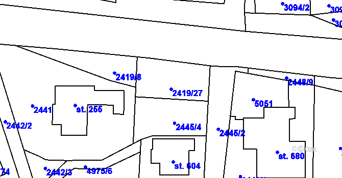 Parcela st. 2419/27 v KÚ Francova Lhota, Katastrální mapa