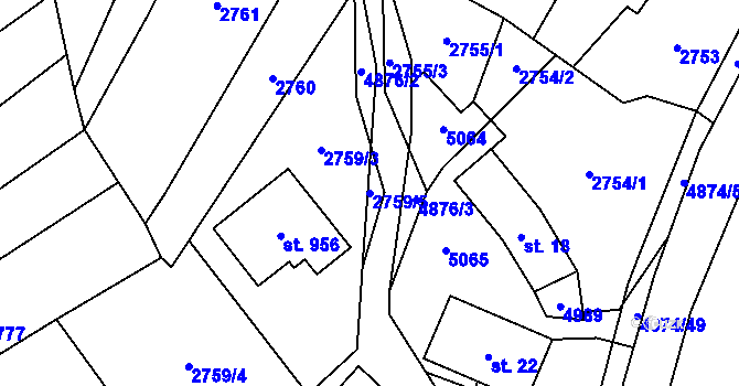 Parcela st. 2759/5 v KÚ Francova Lhota, Katastrální mapa