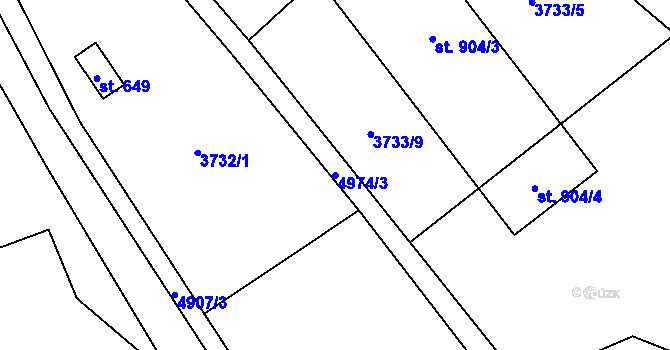 Parcela st. 4974/3 v KÚ Francova Lhota, Katastrální mapa