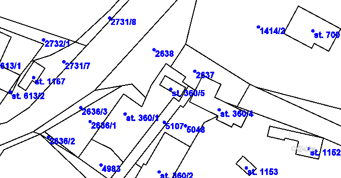 Parcela st. 360/5 v KÚ Francova Lhota, Katastrální mapa